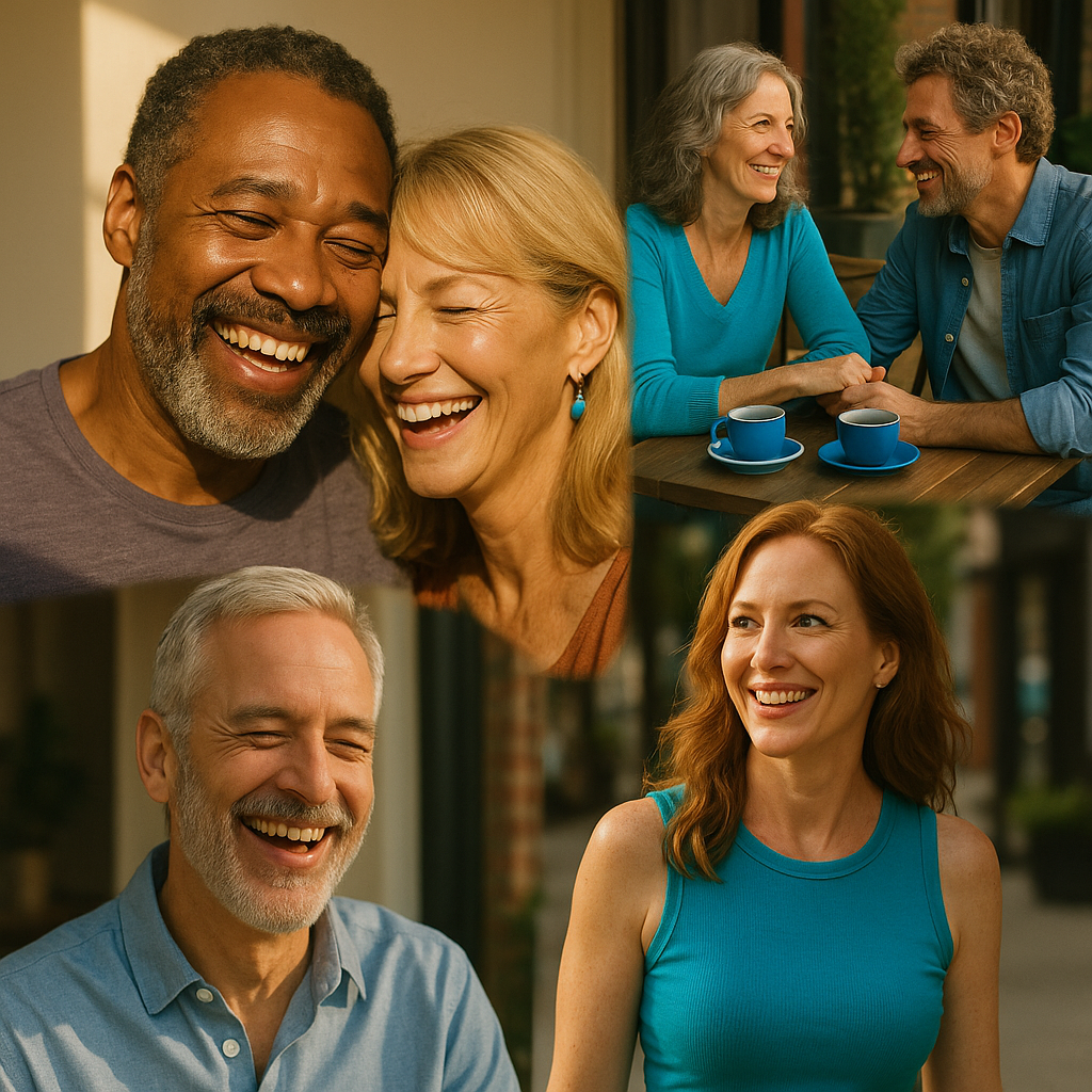 Members of the Affinity Dates community over 40 smiling together